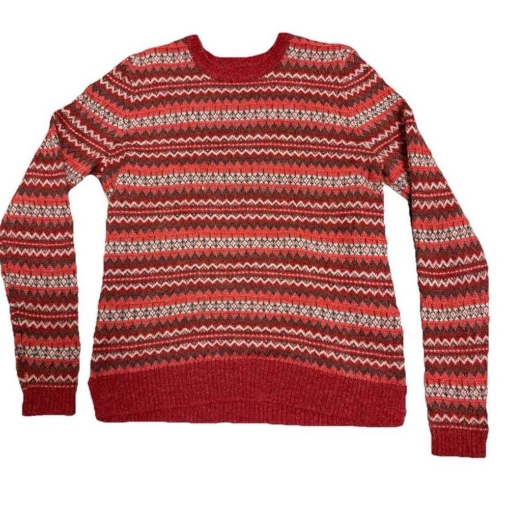 LOFT Fair Isle Stripe Pullover Long Sleeve Sweater in Size Medium